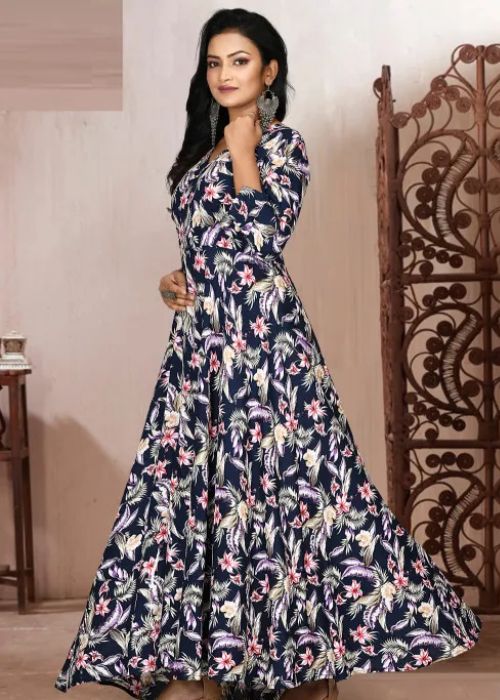 Printed Rayon Gown