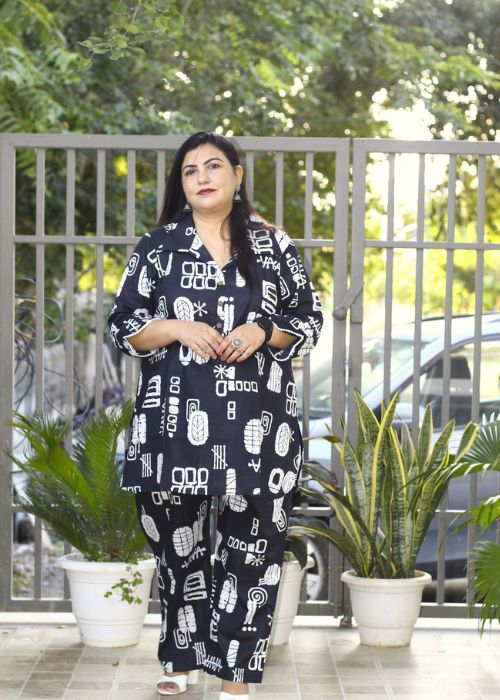 Plus Size Black Abstract Co Ord Set